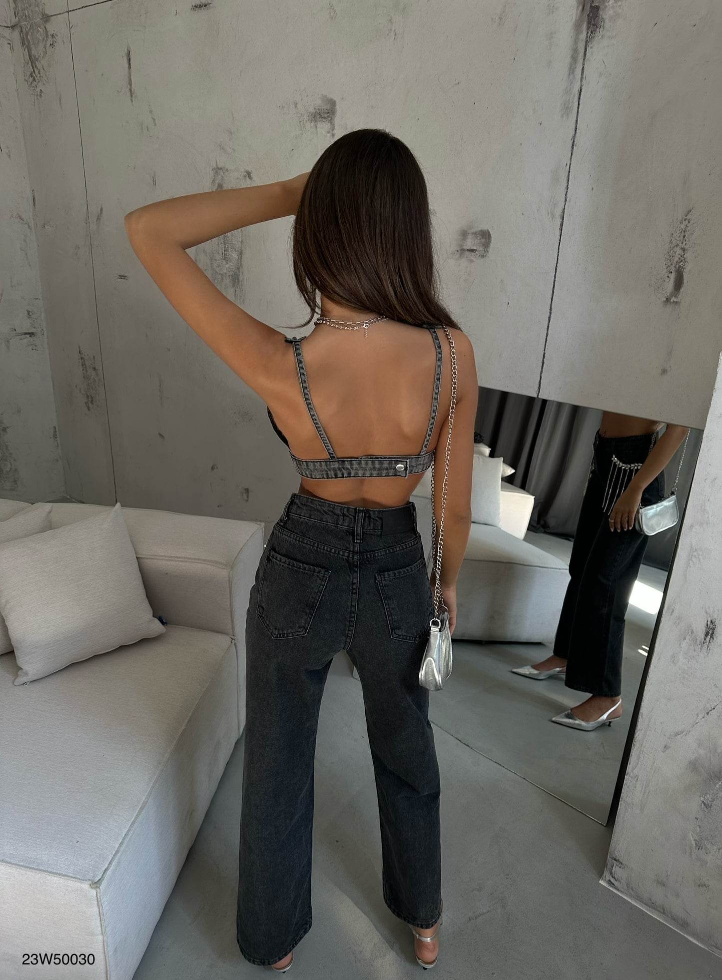 TOP DENIM GRIS